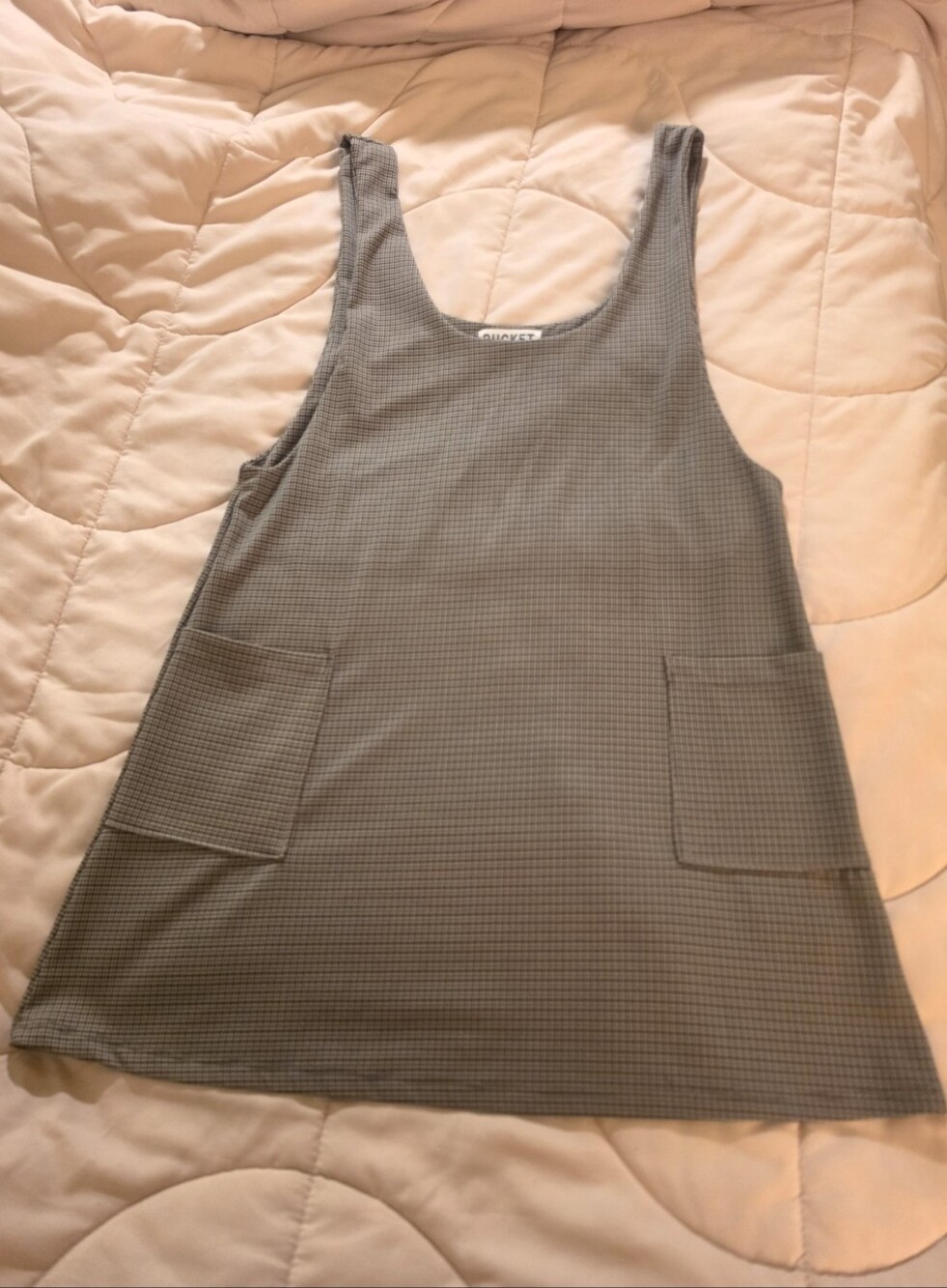 BUCKETLIST Gray Waffle-Knit Scoop Neck Tank with Pockets